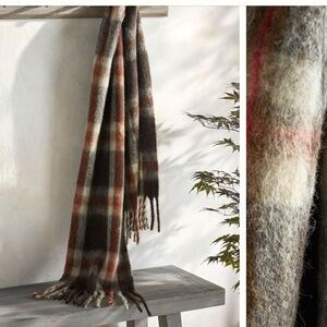 Anthropologie scarf. Pink, Brown and cream colored plaid.